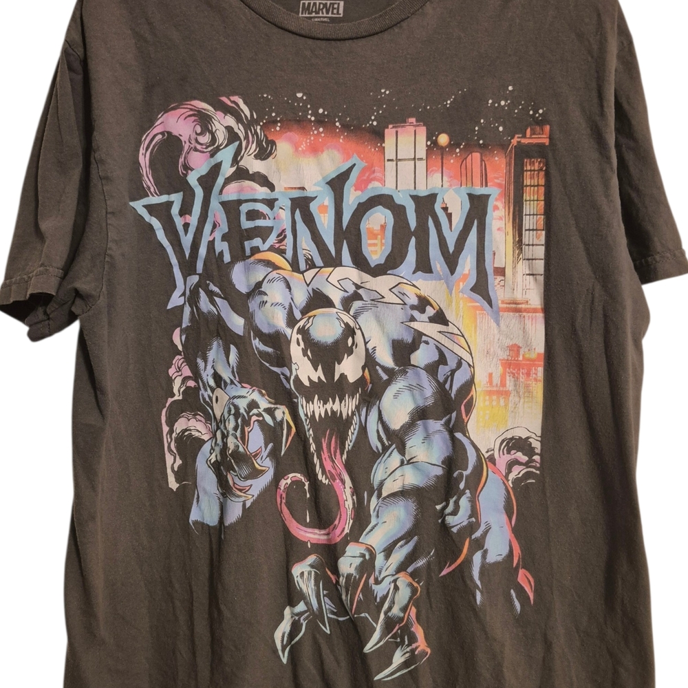 Marvel Venom Graphic Short-Sleeve Tee - Black with Blue & Pink Accents